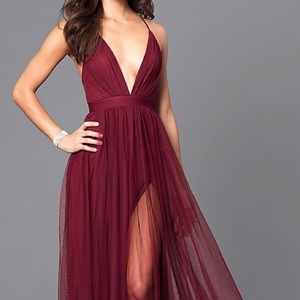 Long Sexy Prom Dress with a Deep V