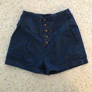 High waisted button up shorts