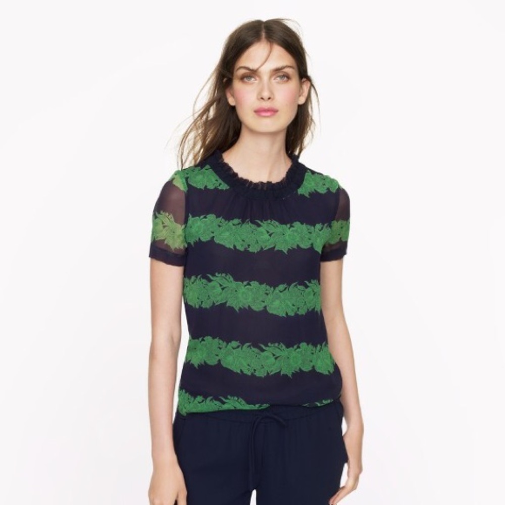 Jcrew silk ruffle tee LIKE BRAND NEW