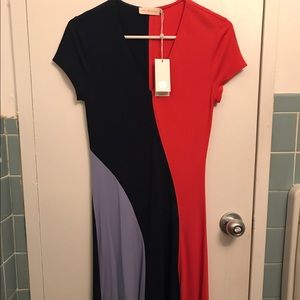 New Tory Burch Walden Assymmeyric Colorblock Dress