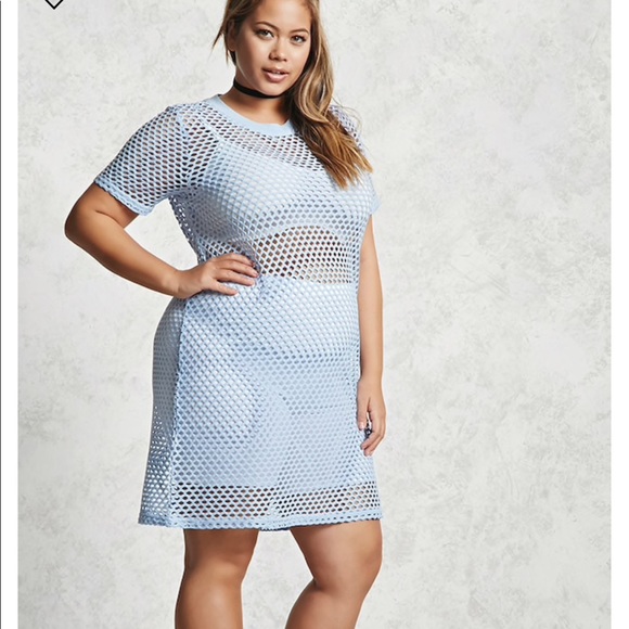 Forever 21 Dresses & Skirts - Blue mesh see through dress