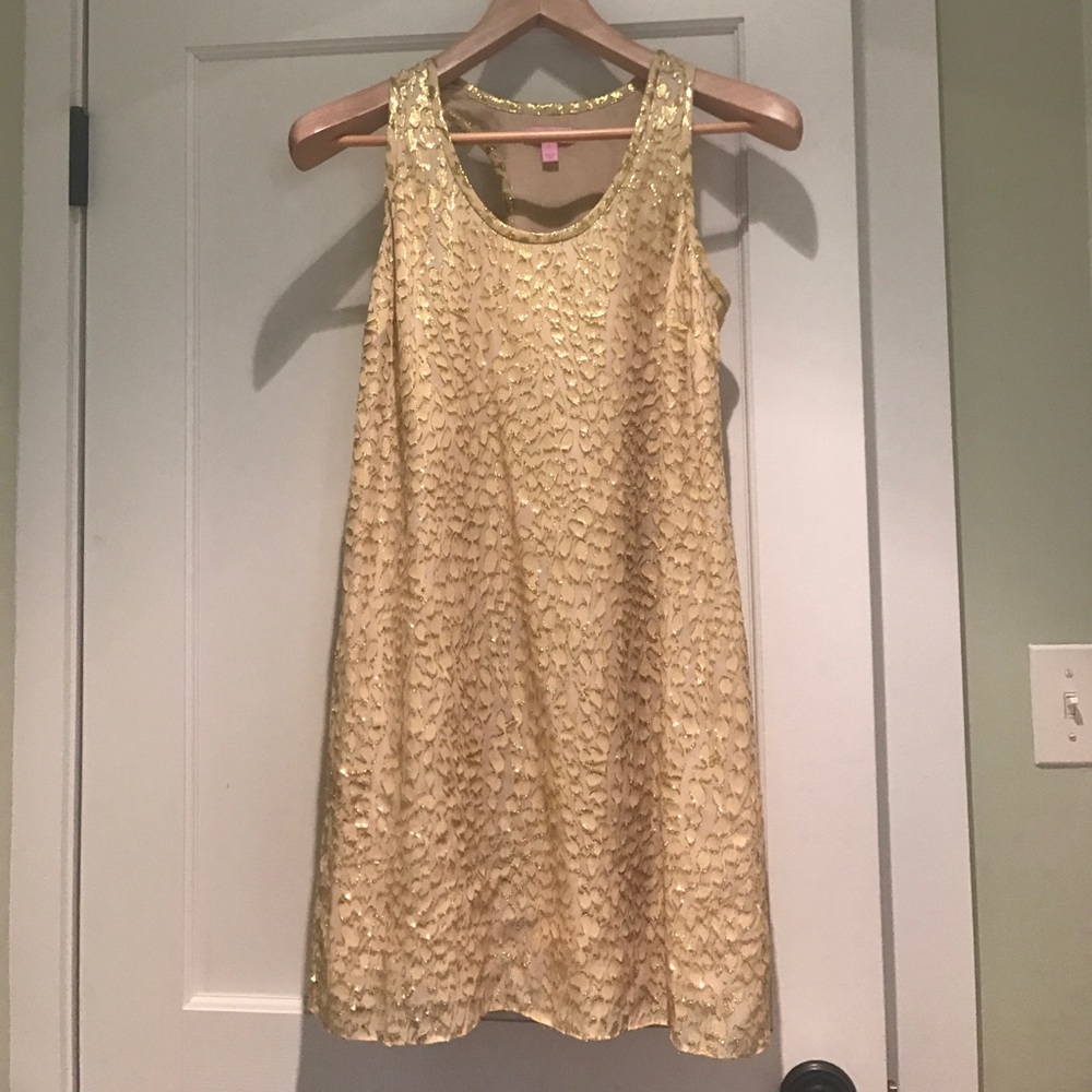 LILLY PULITZER elegant gold cocktail dress