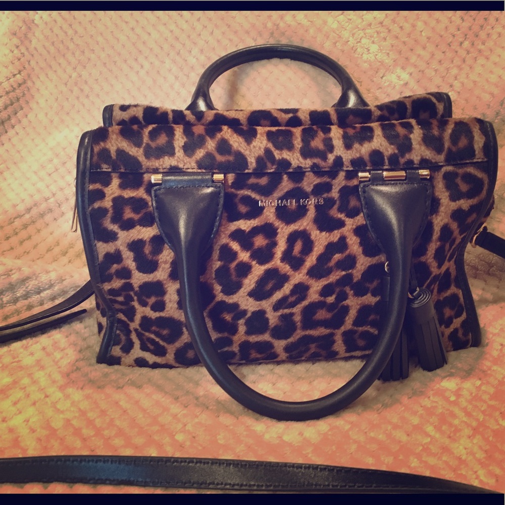 Michael Kors Geneva Leopard Calf Hair Satchel