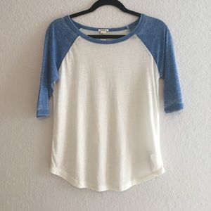White and Blue Soft Baseball Tee