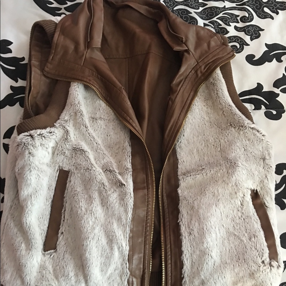 Reversible leather/ fur vest