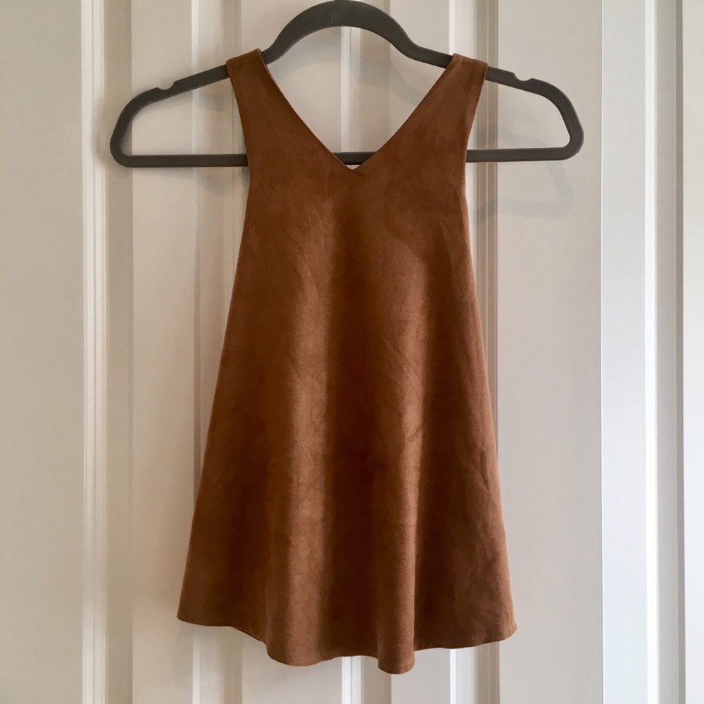Tan Suede Tank w/ Open Cross Back