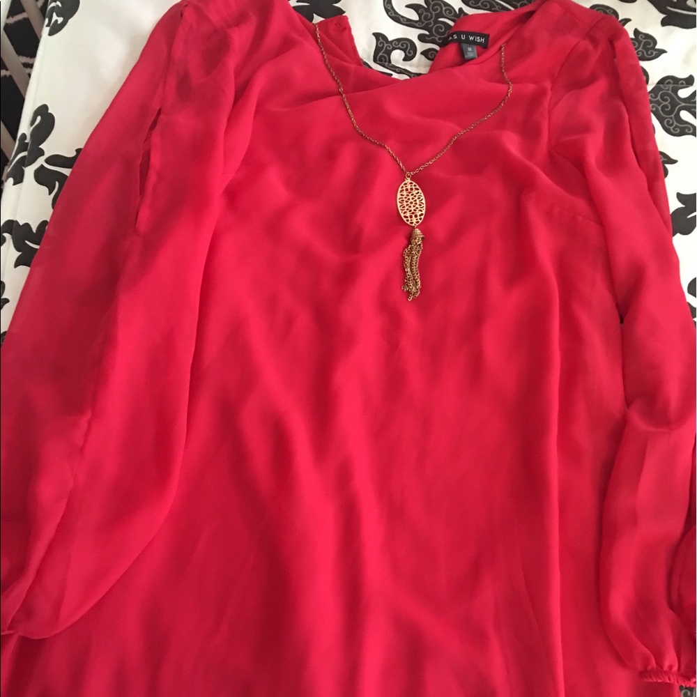 Pink Long sleeve cold shoulder dress