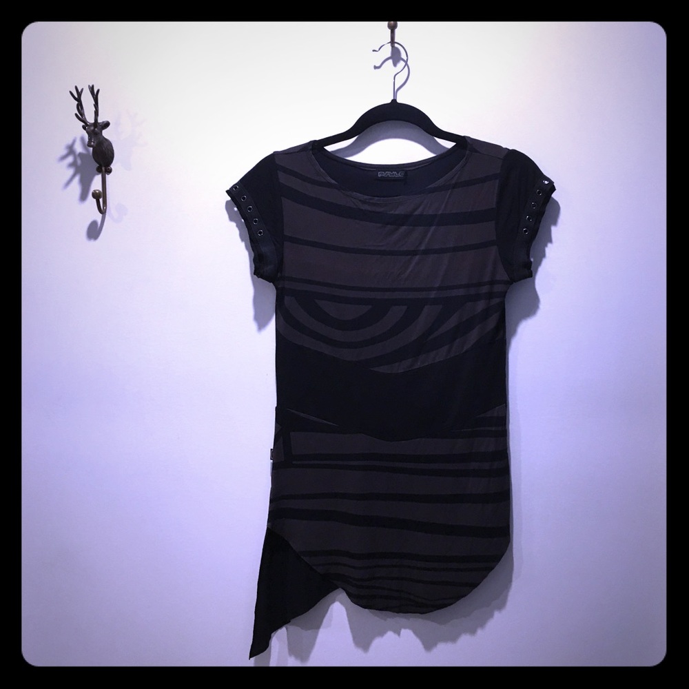 Psylo Black & Brown Short Sleeve Top // NWOT // XS