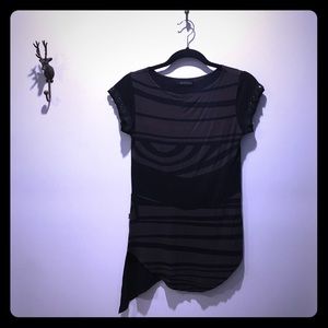 Psylo Black & Brown Short Sleeve Top // NWOT // XS