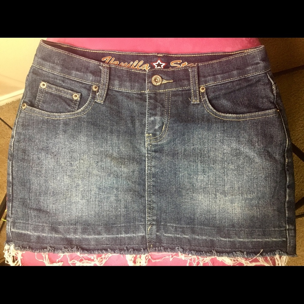 Denim Mini Skirt With Animal Print Patches