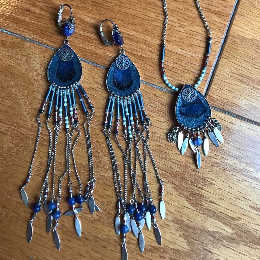 Matching Satellite Earrings and Necklace Bundle