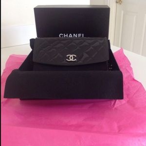 Chanel Black Patent Leather Wallet On Chain WOC