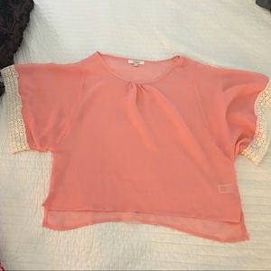 Boutique Sheer Top w/ lace trim