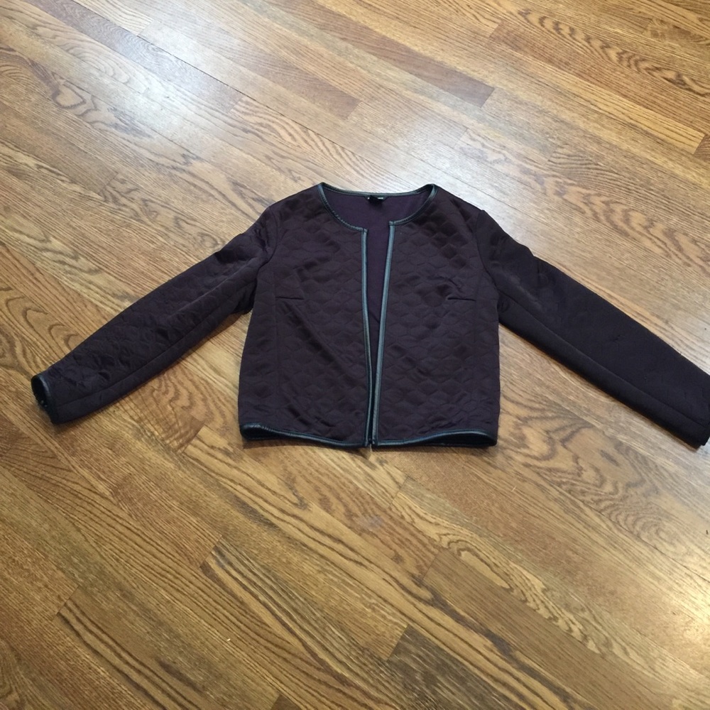 Club Monaco burgundy/plum jacket- black trim