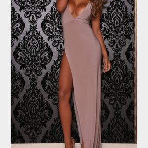 Abyss by abby ambrosia dress gown in taupe