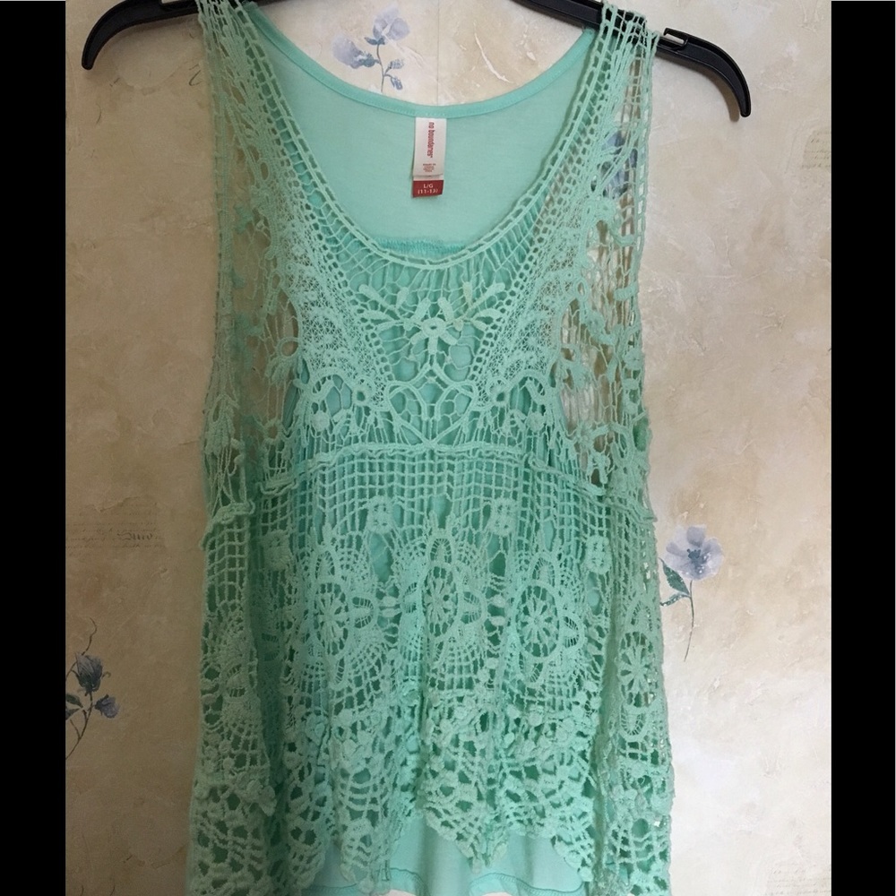 Green Crochet Knit Tank Top