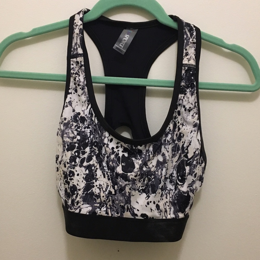 Splatter paint padded sports bra