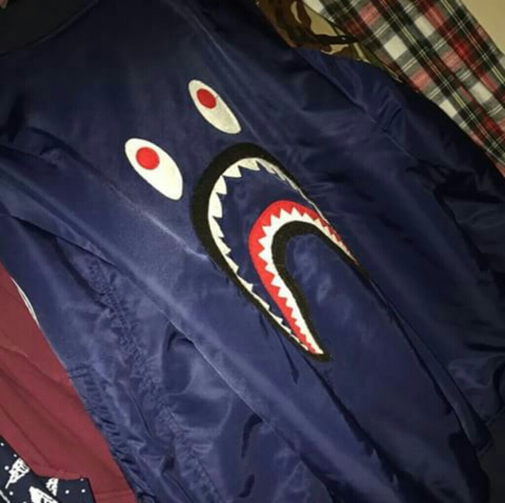 navy blue bape bomber