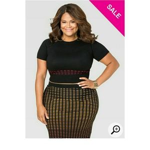 Ombre Geo Border Crop Top and Skirt