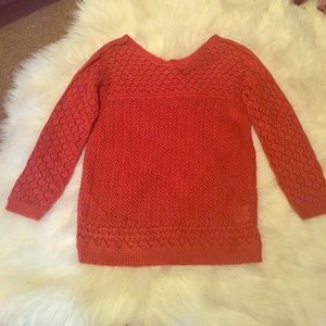 Anthropologie crochet orange sweater