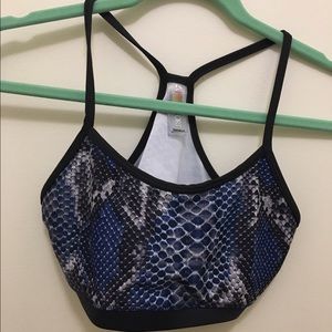 Blue snakeskin adjustable sports bra