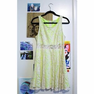 Neon Lace Skater Dress