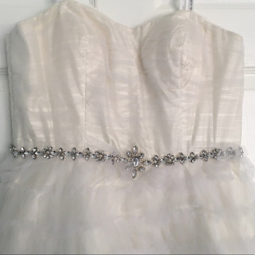 Ruffle Tulle Bridal Party Dress w Embellishment