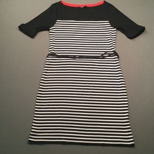 B&W striped dress with belt