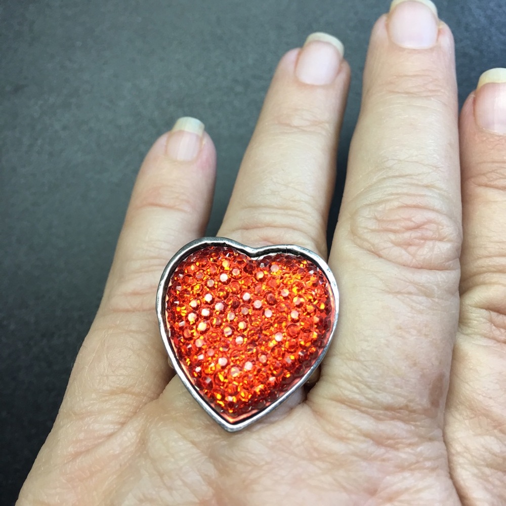 Stretch one Size HeartOrange/red color Ring