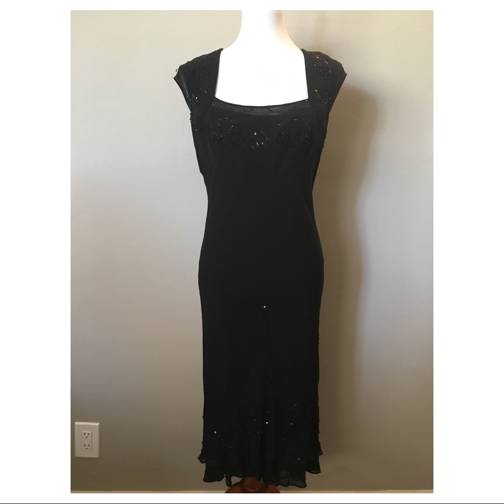 JONES NY : Elegant Beaded Silk Dress