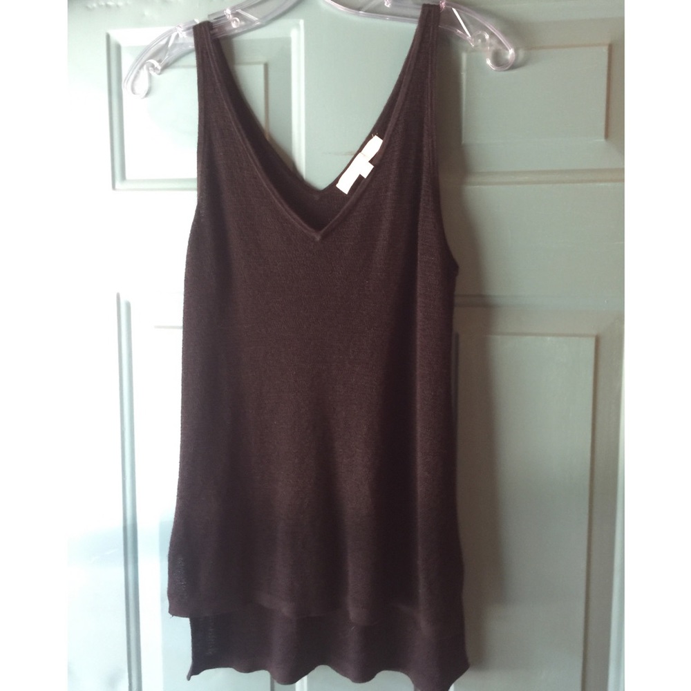 LOFT Black double V knit sweater tank size m
