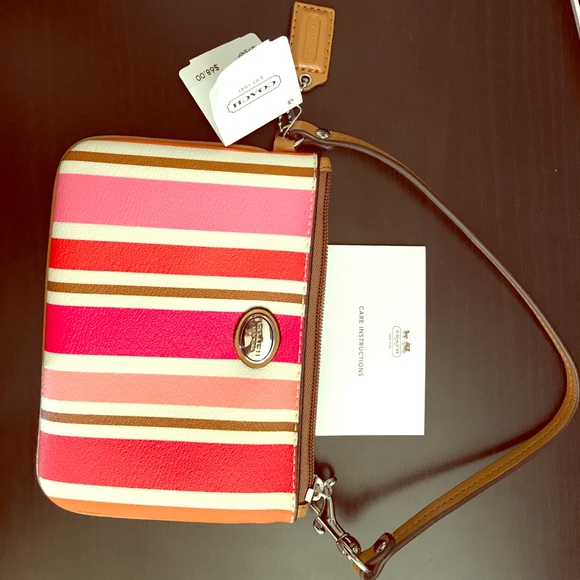 Coach Handbags - Coach multi color stripe wristlet NWT