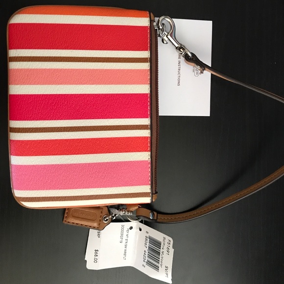 Coach multi color stripe wristlet NWT - Picture 3 of 3