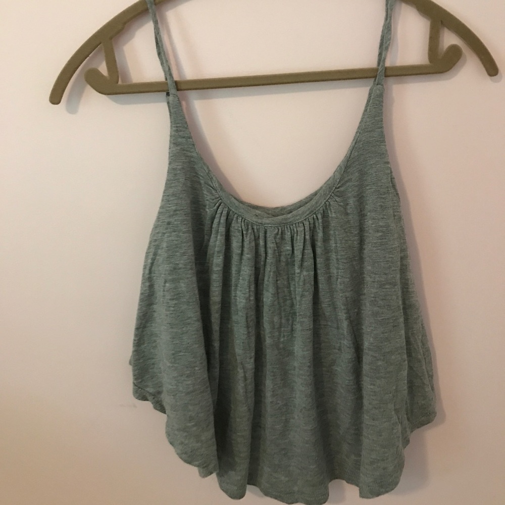 Gray flowy crop top
