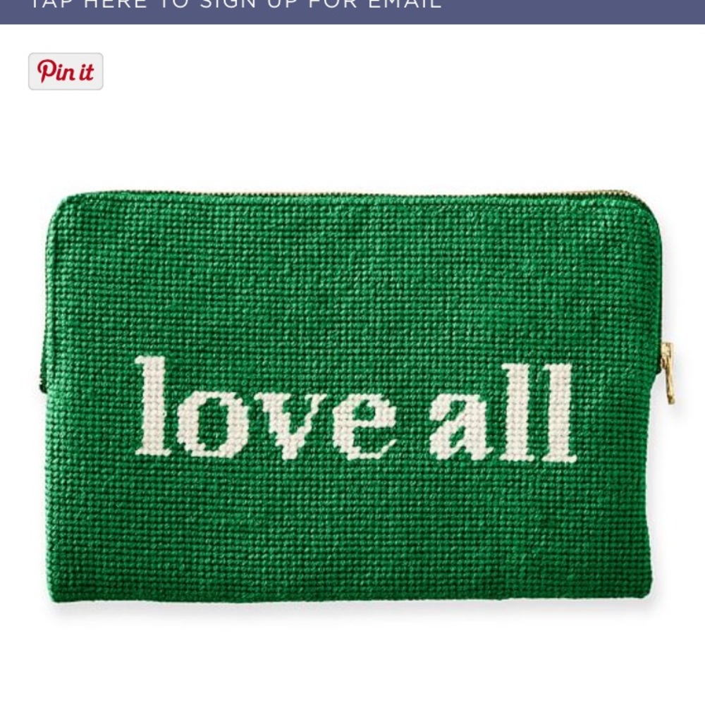 ISO Mark & Graham green needlepoint- LOVE ALL