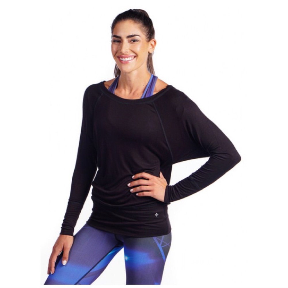 🆕 NUX Activewear Black Modal L/S Top NWT!