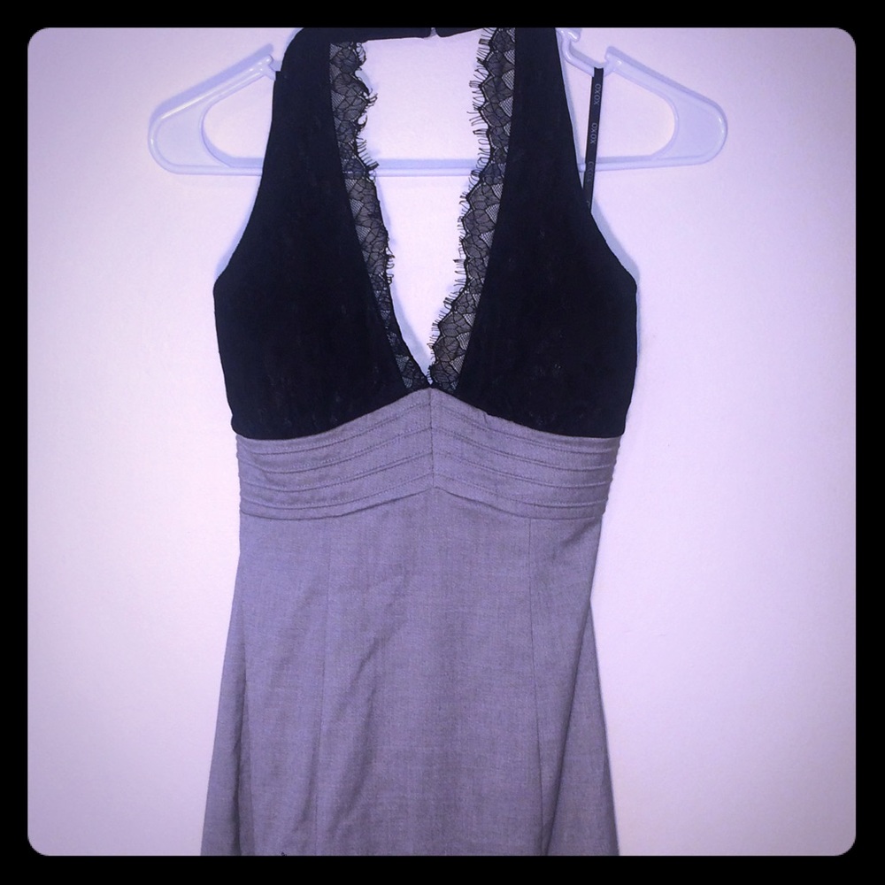 Xoxo grey dress with black lace halter top