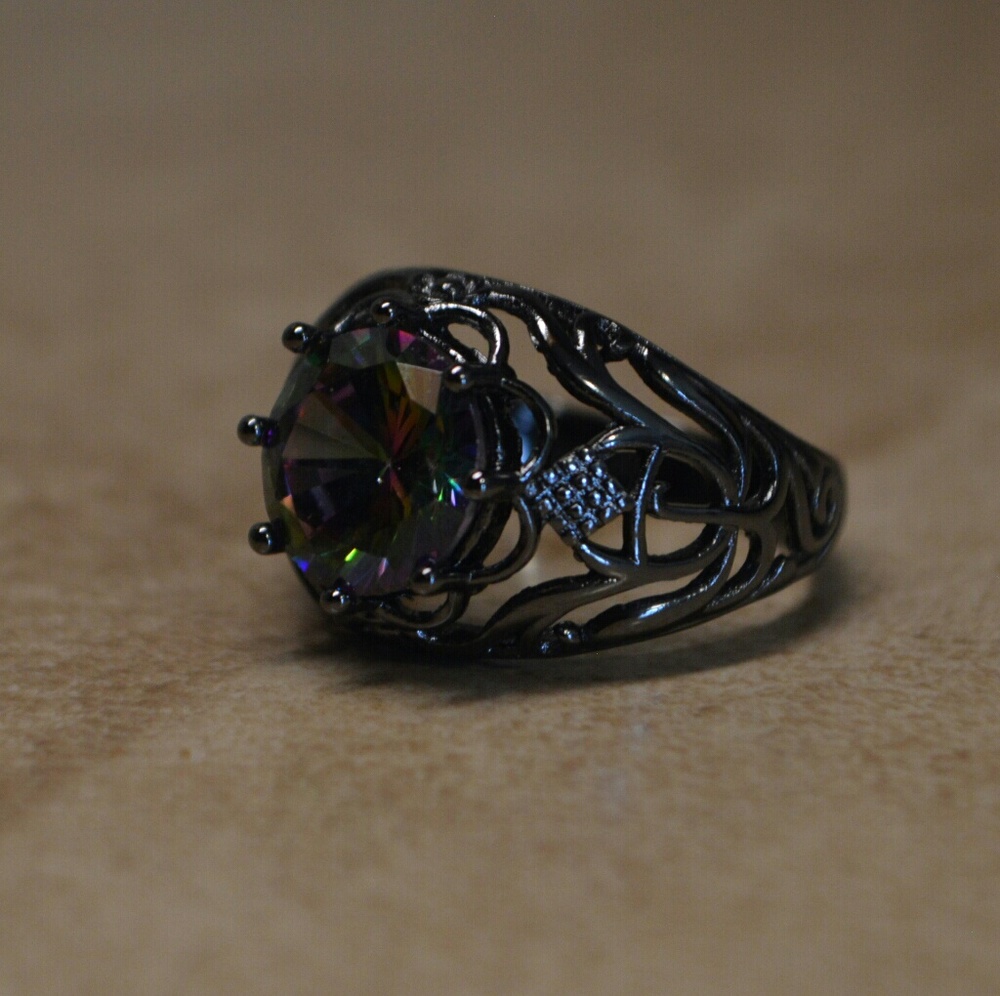 Brand New Stunning Black Fire Opal Ring - Picture 3 of 8