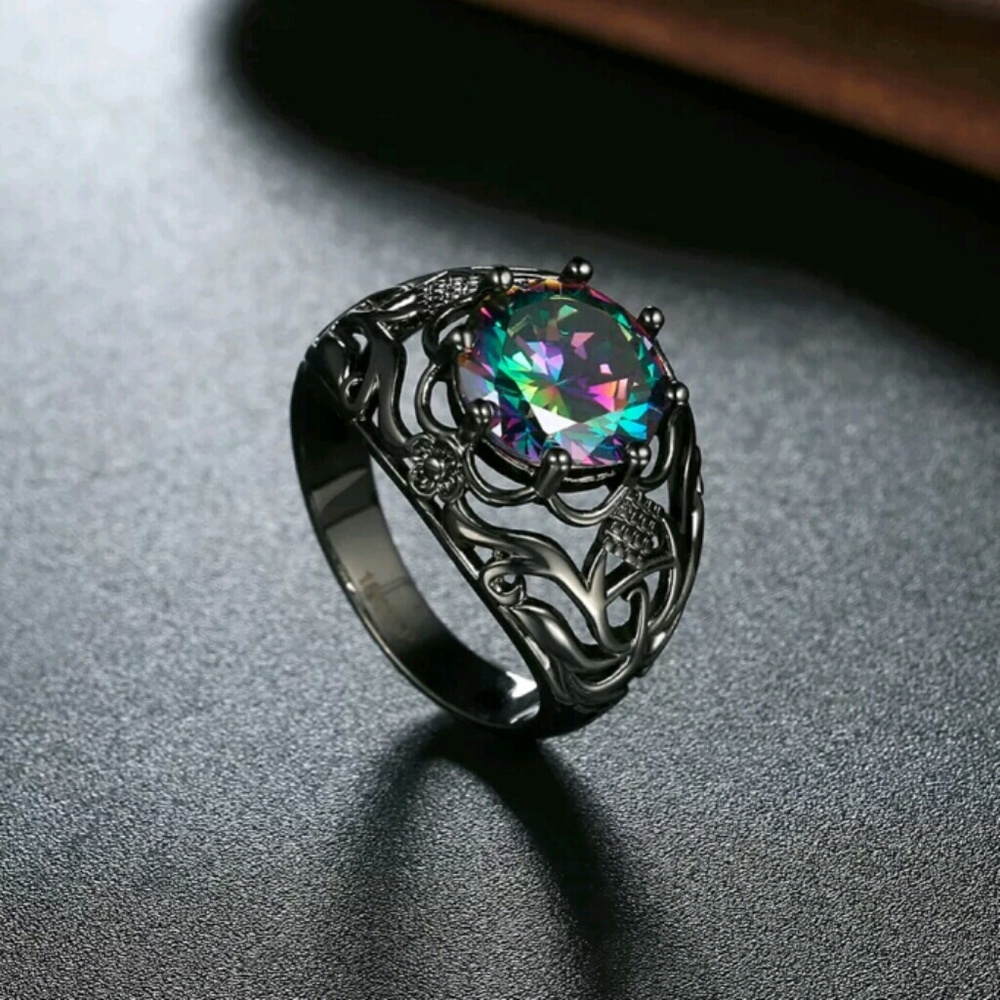 Brand New Stunning Black Fire Opal Ring - Picture 5 of 8