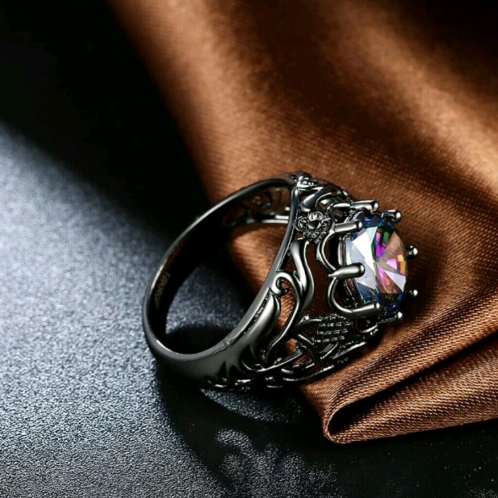 Brand New Stunning Black Fire Opal Ring - Picture 7 of 8