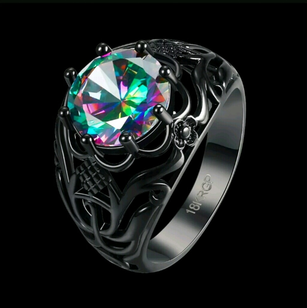 Brand New Stunning Black Fire Opal Ring - Picture 8 of 8