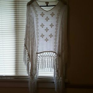 Fringe and lace poncho