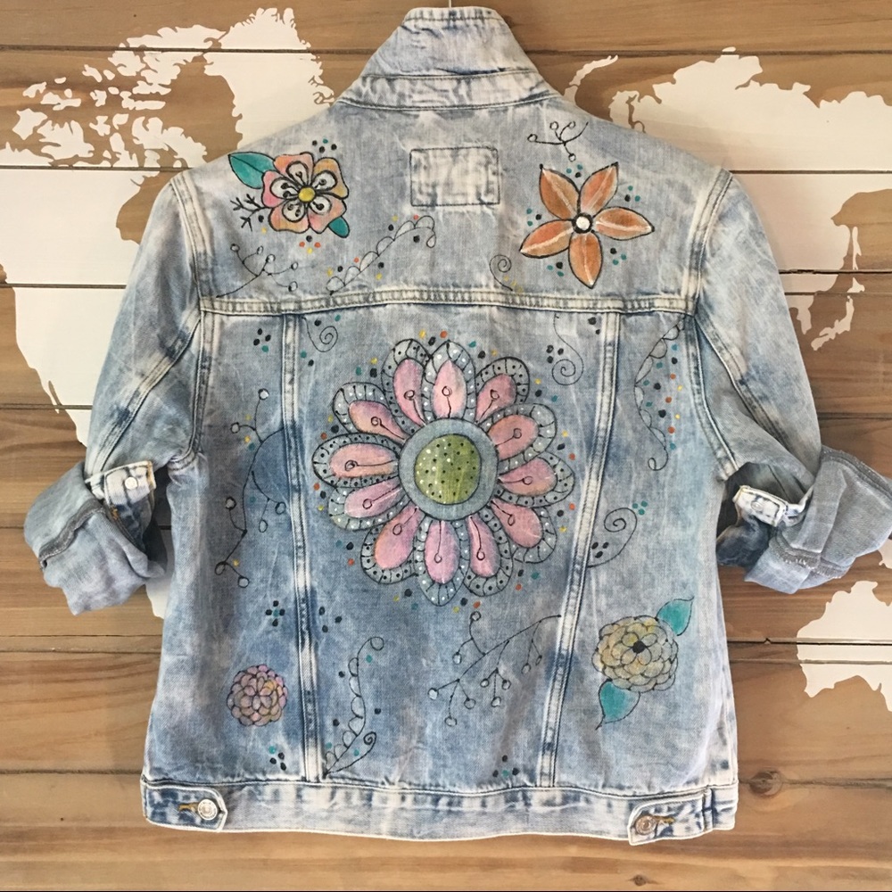 Forever 21 hand painted denim Jacket