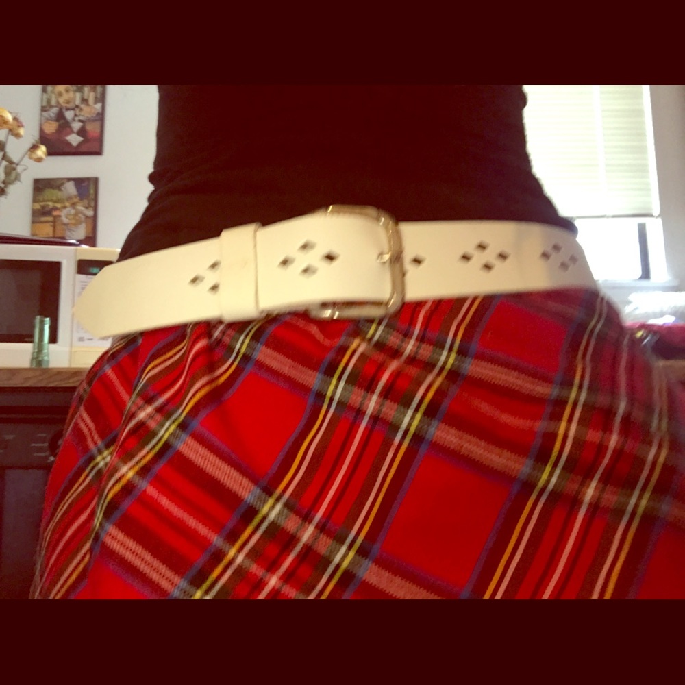 White leather true vintage hipster belt #2