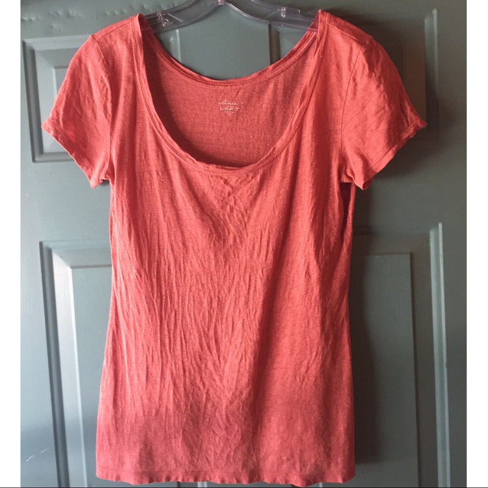 LOFT bright pink Linen Tee size xs