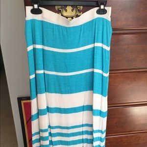 Blue and white stripped maxi skirt