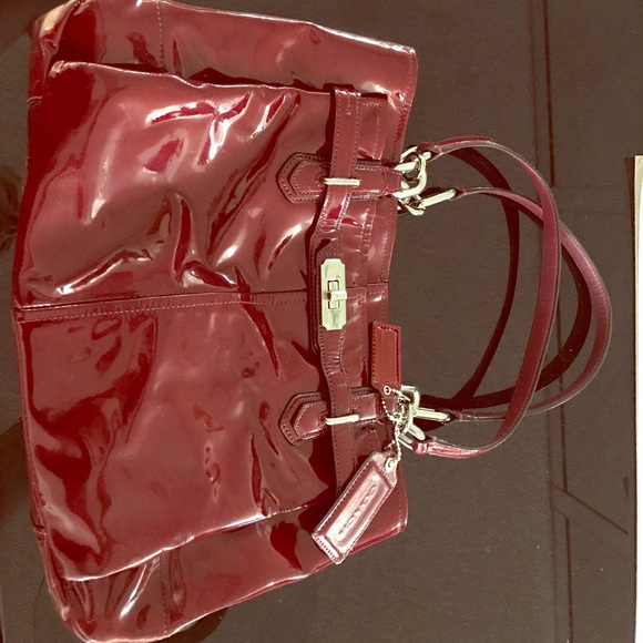 Coach Handbags - Deep red patent Coach handbag