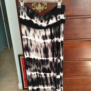 Black and white tie dye maxi skirt