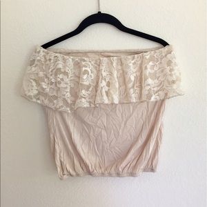 Cream lace tube top style shirt
