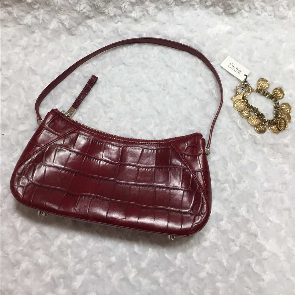 Monsac Crocodile Texture Leather Bag